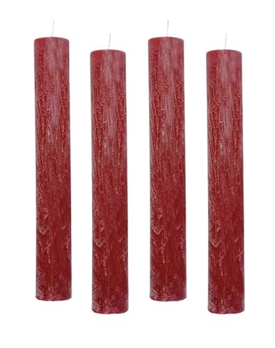4er Pack Rustikale Stabkerzen H:24 cm Ø:3,4 cm - 24 Stunden Brenndauer - dicke Kerzen Dinnerkerzen Tafelkerzen Kirchenkerzen, Farbe:Dunkelrot 4er Pack Rustikale Stabkerzen H:24 cm Ø:3,4 cm - 24 Stunden Brenndauer - dicke Kerzen Dinnerkerzen Tafelkerzen Kirchenkerzen, Farbe:Dunkelrot von ukiyo