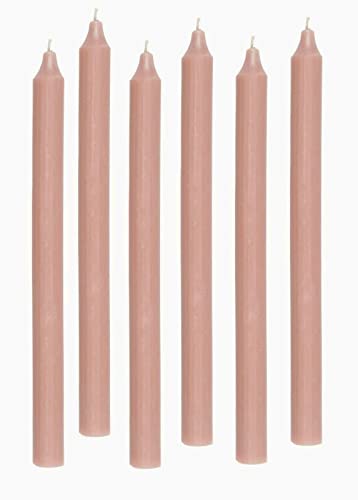 6er Pack Rustikale Stabkerzen H:29 cm Ø:2,2 cm div. Farben Brenndauer 12 Stunden Kerze Advent Weihnachten Geburtstag, Farbe:Sand von ukiyo