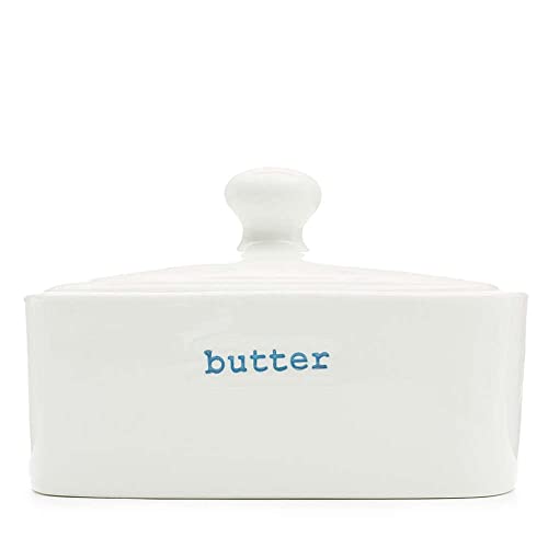 Butterdose mit Deckel Keramik Weiß/Blau Keith Brymer Jones Butterschale Porzellan Butter-Box von ukiyo