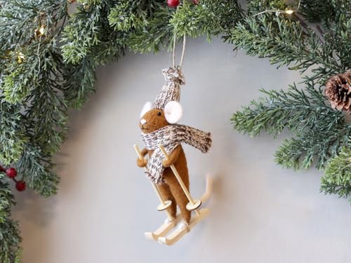Weihnachtsbaum-Schmuck Maus aus Filz Weihnachtsdeko Baumschmuck Weihnachten Deko, Variante:Maus auf Skiern von ukiyo