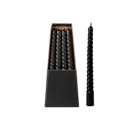 ukiyo 4 gedrehte Stabkerzen H:25 Ø:2,5 Tafelkerzen 6 Std. Brenndauer Spiralkerzen Kerzen, Farbe:Schwarz von ukiyo