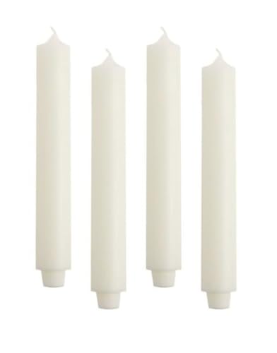 ukiyo 4er Pack Rustikale Stabkerzen H:30 cm Ø:3,2 cm - 21 Stunden Brenndauer - Dicke Kerzen Dinnerkerzen Tafelkerzen Kirchenkerzen, Farbe:Elfenbein von ukiyo