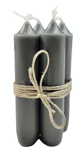 ukiyo 4er Pack Stabkerzen H:11 cm Ø:2,2 cm div. Farben Brenndauer 4,5 Stunden Kerze Advent Weihnachten Deko, Farbe:Grüngrau von ukiyo