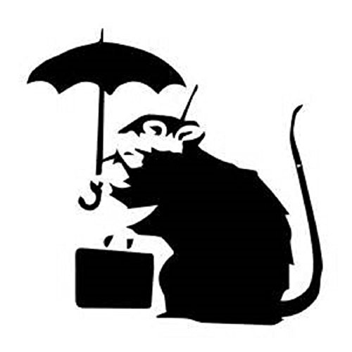 Mäuseloch "Kleine Banksy-Ratte mit Regenschirm", Wandaufkleber für Bodenleisten, Vinyl-Aufkleber, 11 cm x 5 cm von uksellingsuppliers