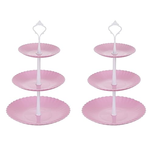 ulafbwur Cupcake-Turm, 2 Stück, 3 Etagen, Kunststoff, Cupcake-Ständer, Serviertablett, Party, Geburtstag, Dekoration, Rosa ulafbwur Cupcake-Turm, 2 Stück, 3 Etagen, Kunststoff, Cupcake-Ständer, Serviertablett, Party, Geburtstag, Dekoration, Rosa von ulafbwur