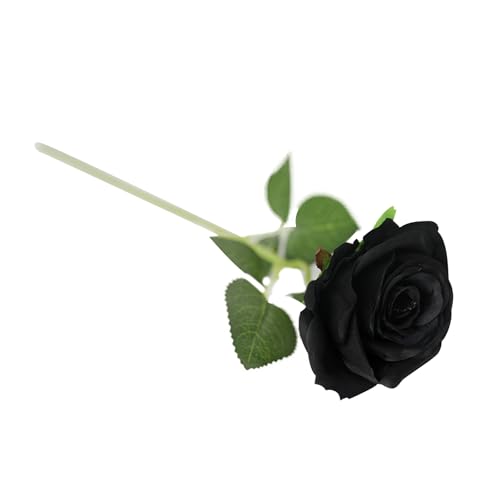 ulafbwur Künstliche Rose, stilvoll, künstliche schwarze Rose, realistisch, kompatibel mit Innenbereich, 1 Stück 2 von ulafbwur