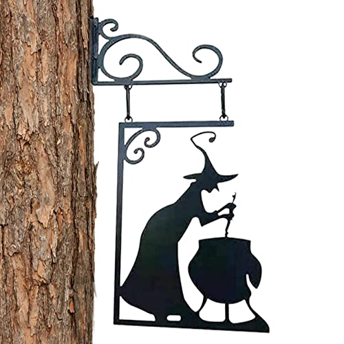 Halloween Hexe Kessel Silhouette, Halloween Metallschild, Hexenkessel Silhouette Wandbild, Halloween Hexen Silhouette Schilder Hexen Silhouette Hof Schilder Hexenschild Wandbehang Metallhandwerk von ulapithi