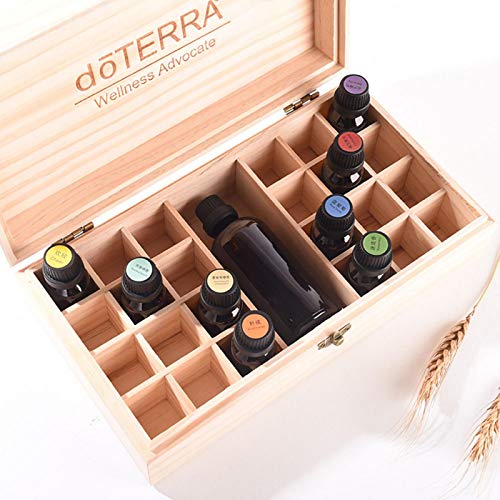 Holz Ätherisches Öl Organisator Behälter Duftöle Display Ständer, Uhrenbox Aufbewahrungsbox Für Ätherische Öle Mit 25 Gittern Für Tragetasche, Aromatherapie Behälter, Schatz, Schmuck 10.83X5.91X3.27" von ulapithi