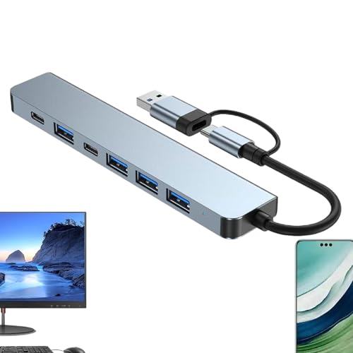 -Hub, -Dockingstation, Dockingstation Typ C | 7-in-1- -Splitter, schnelle Datenübertragungsgeschwindigkeit von 5 GBps, -Hub mit USB 3.0-Anschlüssen für Laptop Typ -Hub, -Dockingstation, Dockingstation Typ C | 7-in-1- -Splitter, schnelle Datenübertragungsgeschwindigkeit von 5 GBps, -Hub mit USB 3.0-Anschlüssen für Laptop Typ von ulapithi