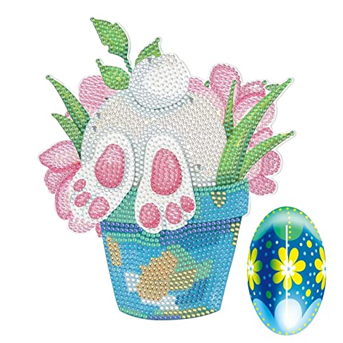 ulapithi Ostern 5D Diamand Painting Set, 5D Kits, Diamant Painting Bilder Ostern Kranz Set Ostern Diamanten Kunst Kit Outdoor Fenster Hängende Dekoration DIY Craft Geschenke, Tulpenstrauß von ulapithi