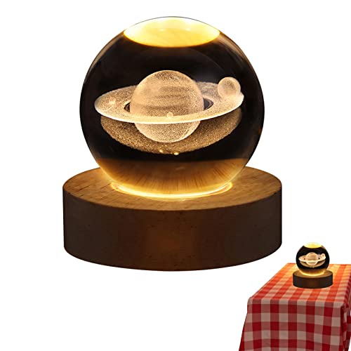 ulapithi 3D Kristallkugel Nachtlicht, Globe Tischlampe Mit Holzsockel, Neuartige Heim- Und Raumdekoration, Mondlichtlampen Für Kinder, Freunde, Liebhaber, von ulapithi