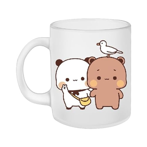ulapithi Bär Und Panda Dudu Becher Keramikbecher, Bedruckte Kaffeetasse, Kreative Und Lustige Keramiktasse, Bequem Zu Halten Und Zu Trinken, Lustiger Trinkbecher Für Freunde Kollegen, 300ml von ulapithi