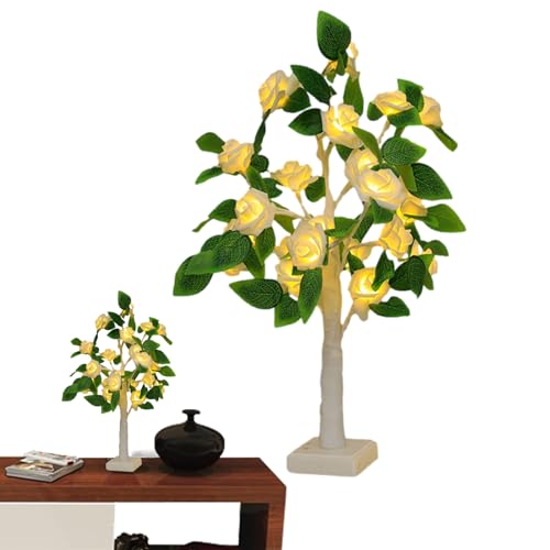 ulapithi Beleuchteter Rosenbaum, Rosenbaumlampe, 21,6-Zoll-Feenbaum-Lichtlampe mit rosa Blume, Valentinstag-Tisch-Bonsai-Baum-Licht, Feenbaum-Lichtlampe für Weihnachten, Muttertag von ulapithi