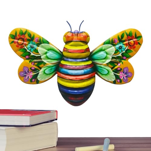 ulapithi Bienen-Wand-Kunst, Bienen-Wand-Dekor | 3D Eisen-Bienen-Kunstskulptur - Bunte, handbemalte Retro-Bienen-Wanddekoration aus Metall für die Wandkunst eines Ferienhauses von ulapithi