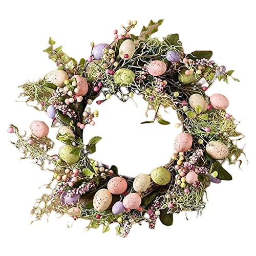 ulapithi Easter Wreath, Pastoraler Osterkranz, Frühlingskränze Für Haustür Pastell Osterei Mini Frühling Osterkranz Osterfenster Kranz von ulapithi