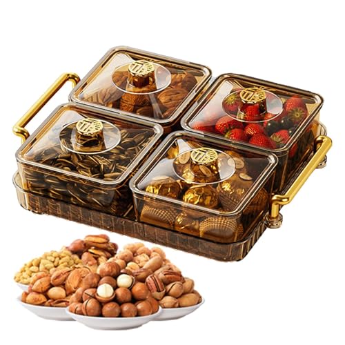 ulapithi Geteilte Servierplatte, Serviertablett mit Fächern | Snackplatten-Organizer - Tragbares, transparentes, modernes, leichtes, luxuriöses, langlebiges, rutschfestes, geteiltes Snacktablett von ulapithi