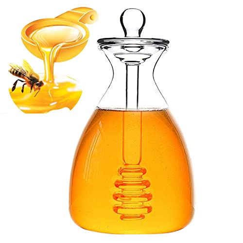 ulapithi Glas Honigtopf Honigtopf Honigdose Honigspender 17 Unzen Honiggläser Zum Servieren Mit Dual-Use Dipper Stick Bienenstock-Honigtopf Aus Glas Für Zuhause, Küche, Konditorei, Dessertgeschäft von ulapithi