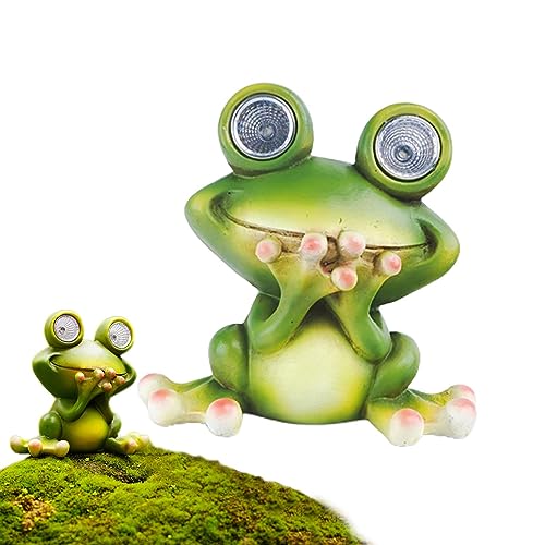 ulapithi Lustiges Frosch-Gartendekor - Solarbetriebene Froschfiguren mit LED-Licht,Wasserfestes Dekorationszubehör für Rasen, Terrassen, Gärten, Höfe und Blumenbeete von ulapithi