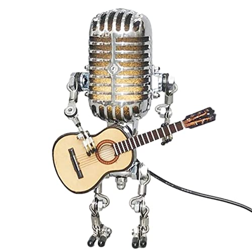 ulapithi Retro-Tischlampe - Standable Vintage Mikrofon Gitarre Roboter Tischlampe LED Birnen - Haushaltsschmuck im Retro-Stil für Schlafzimmer, Bar, Restaurant, Desktop, Büro von ulapithi