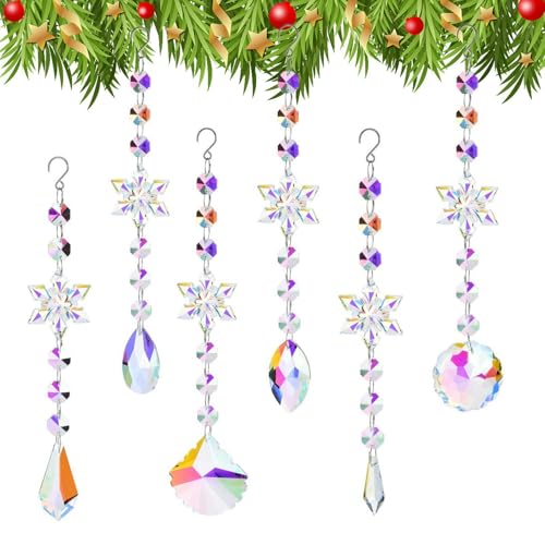 Schneeflockendekoration für Weihnachten, Schneeflockendekoration zu Weihnachten, 6 Stück Weihnachtsornamente in Form einer Schneeflocke aus Acryl, Autoanhänger Regenbogen Schneeflockendekoration für Weihnachten, Schneeflockendekoration zu Weihnachten, 6 Stück Weihnachtsornamente in Form einer Schneeflocke aus Acryl, Autoanhänger Regenbogen von ulapithi