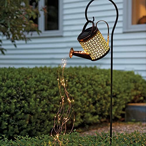 ulapithi Solar Gießkanne Lichter LED, Solarbetriebene Wasserkocher-Duschlampe Mit Stern-Wasserfall-Lichtern, Wasserdichte Art Metall Vintage Deko Lampe Für Hofweg Baum Rasen Yard Path von ulapithi