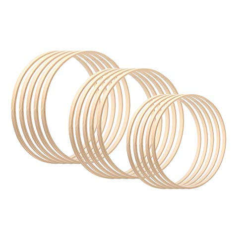 Traumfänger Ringe Holzringe Zum Basteln, Dream Catcher Bambusringe Holz Bambus Floral Hoop Kranz Makramee Craft Hoop Ringe DIY Dreamcatcher Ringe Makramee Ringe 12 15/20,5/26cm Jeweils4 von ulapithi