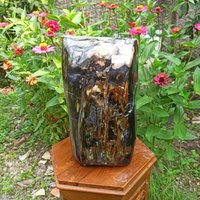 29, 6 Kg | Natürlicher Wunderschöner Schwarz Opalisierter Hocker Aus Versteinertem Holz Für Sammler Poliert von ultimatenativestone