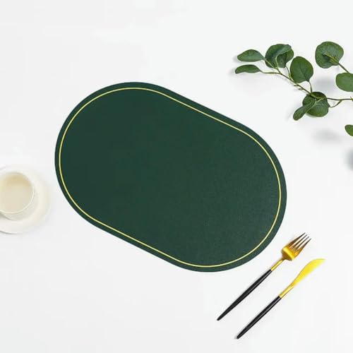 4 stücke Ovale Doppelseiten Matte Leder Platzsets Speiseteller Matten Öl-Proof Tisch Kreative Untersetzer Geschirr Isolierung Pads von umass
