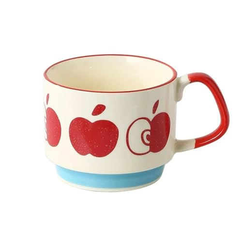 umsl 300 ml Keramik-Kaffeetasse mit Ohren, Unterglasur, bunt, Frühstücksmilch, Haferflocken, japanischer Retro-Stil, für Liebhaber, stapelbar von umsl