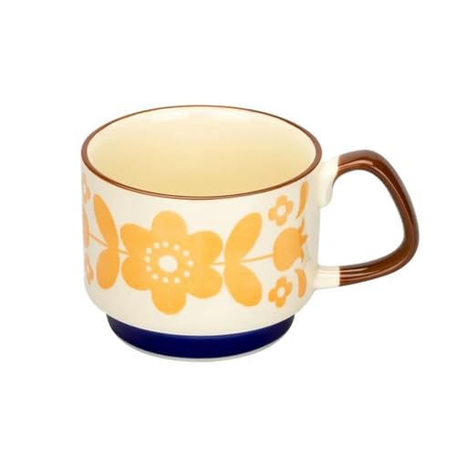 umsl 300 ml Keramik-Kaffeetasse mit Ohren, Unterglasur, bunt, Frühstücksmilch, Haferflocken, japanischer Retro-Stil, für Liebhaber, stapelbar von umsl