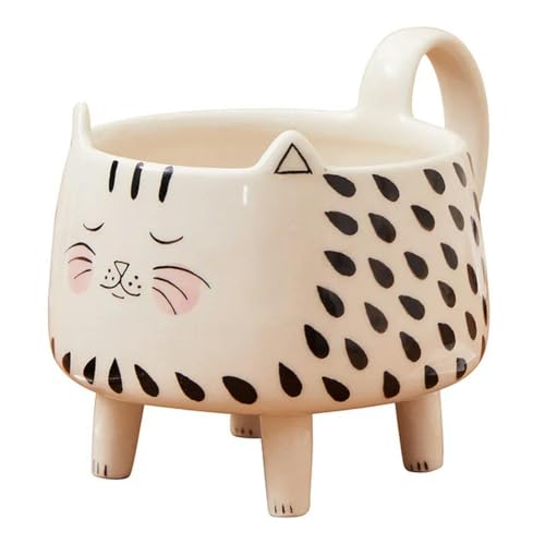 umsl Katzentasse mit 4 Beinen, Katzenkaffeetasse für Frauen und Mädchen, niedliche Keramik-Miau-Tassen von umsl