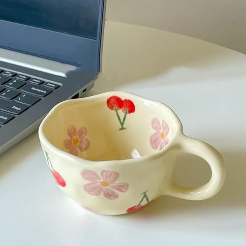 umsl Keramik Tassen Kaffeetassen Hand Pinched Unregelmäßige Blume Milch Tee Tasse Koreanischen Stil Haferflocken Frühstück Becher Drinkware Küche von umsl