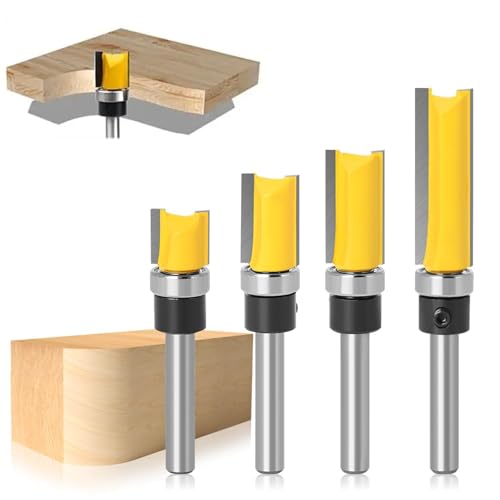 4 Stück Bündigfräser Schaft Fräser Oberfräser 8mm Schaft Kopierfräser mit Kugellager Nutfräser Bündigfräser Set Holzbearbeitungs Schneidwerkzeug für Holz von umyeoqoyo