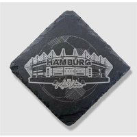 Hamburg Schieferuntersetzer Mit Gravur Stadion Und Slogan Mein Verein. Variante B von unArtdesignSkyline