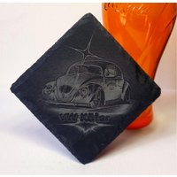 Schieferuntersetzer Mit Gravur Vw Käfer von unArtdesignSkyline