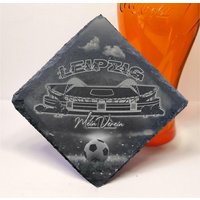 Leipzig Schieferuntersetzer Mit Lasergravur Stadion Und Slogan Mein Verein von unArtdesignSkyline
