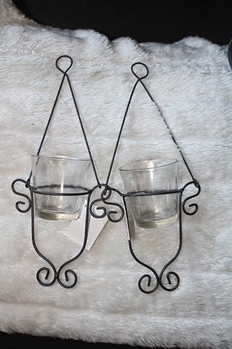 2 Stück kleineHängewindlichter Bambalu, Glas/Metall, Teelichthalter, Gesamthöhe 26 cm von unbekannt