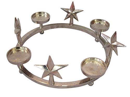 Kerzenhalter mit Stern für 4 Kerzen Adventskranz Ø 40 cm Aluminium Metall Kranz von unbekannt