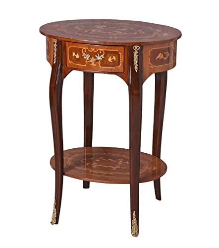 unbekannt Barocker Telefontisch „Chateau DE Versailles“ – Handgefertigter Beistelltisch mit Intarsien und Schublade im französischen Stil cat103f99 Palazzo Exklusiv von unbekannt