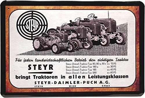 unbekannt Blechschild 20x30 cm Steyr Daimler Puch Programm Traktor Bulldog Werbung Metall Schild von unbekannt