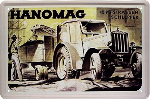 unbekannt Tin Sign Blechschild 20x30 cm Hanomag Traktor Bulldog Oldtimer historisch Straßenschlepper Metall Schild von unbekannt