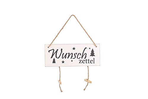 unbekannt Türschild weiß mit Aufschrift Wunschzettel aus Antik-Holz mit Klammern von unbekannt