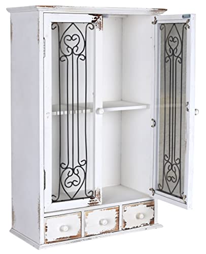 unbekannt Shabby Chic Wandschrank „Villa Mila“ – Französischer Landhausstil mit Glastüren & Schubladen Hängevitrine Shabby Chic Hängeschrank mxa076 Palazzo Exclusiv von unbekannt