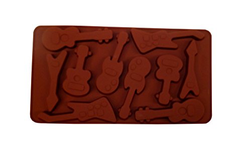 unbrand Silikonform 'Gitarre' - Tortendeko/Eiswürfel für Musiker - 10 Stück (Akkustik- und E-Gitarren) - Silikon - 500 ml - Form von unbrand