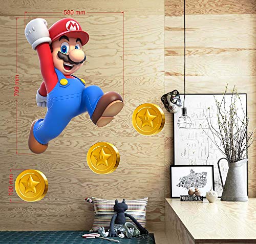 BOARA Wandaufkleber, Wandbilder Mario, Wandtattoo Super Mario Pattern 799mmX 580mm von unbrending