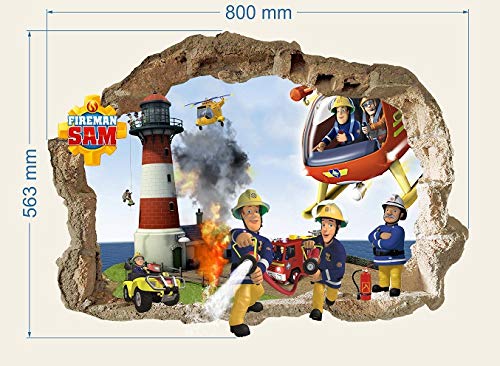 Feuerwehrmann Sam wandsticker Wandbilder für Jungs, Feuerwehrmann Sam Pattern 800mmX 560mm von unbrending