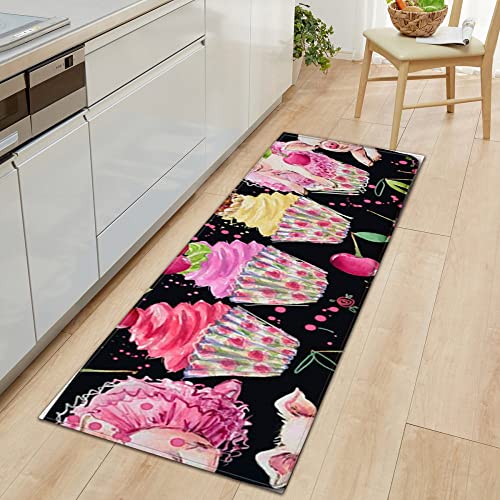 Küchenläufer,Teppiche Für Küche Boden Cartoon Rosa EIS rutschfeste Läufer Waschbar Läufer Teppich Home Weihnachtsdekoration Für Küche Schlafzimmer Wohnzimmer,40X120Cm (16X47,2 Zoll) von &ET