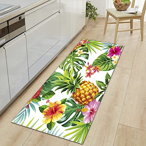 &ET Küchenläufer,Küchenmatten Retro Ananas Grün Rutschfester Läufer Waschbarer Läufer Teppich Home Weihnachtsdekoration Für Küche Schlafzimmer Wohnzimmer,40X120Cm (16X47,2 Zoll) von &ET