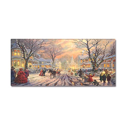 &ET Küchenläufer,Teppichläufer Weihnachten Straßenansicht Rutschfester Läufer Waschbarer Läufer Teppich Home Weihnachtsdekoration Für Küche Schlafzimmer Wohnzimmer,40X120Cm (16X47,2 Zoll) von &ET