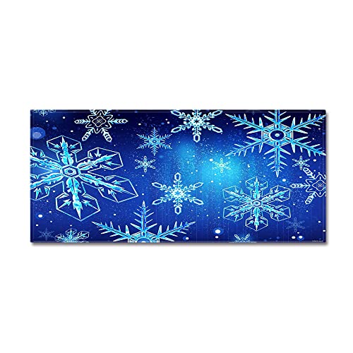 &ET Läufer Küche,Teppiche Für Küchenboden Blaue Schneeflocken Rutschfester Läufer Waschbar Läufer Teppich Home Weihnachtsdekoration Für Küche Schlafzimmer Wohnzimmer,60X180Cm (24X71 Zoll) von &ET